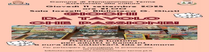 11 settembre 2025 "GIOCHI DA TAVOLO" in Biblioteca