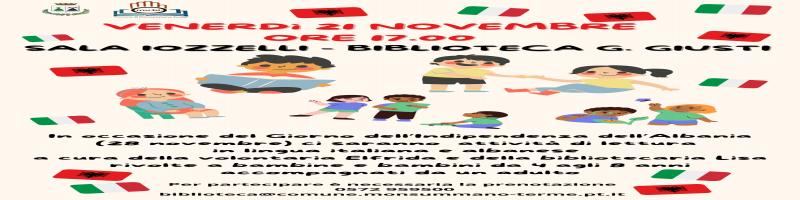 21 novembre 2025 Letture italiano/albanese per bimbi da 4 a 8 anni in Biblioteca