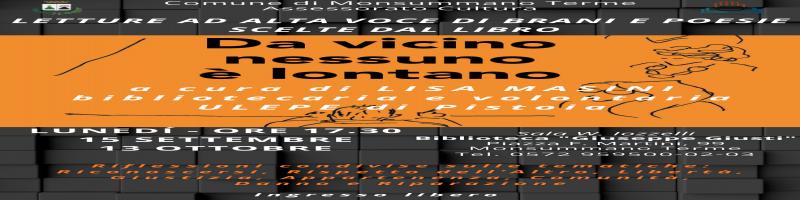 15 settembre e 13 ottobre 2025 "Da vicino nessuno è lontano" Incontri in Biblioteca
